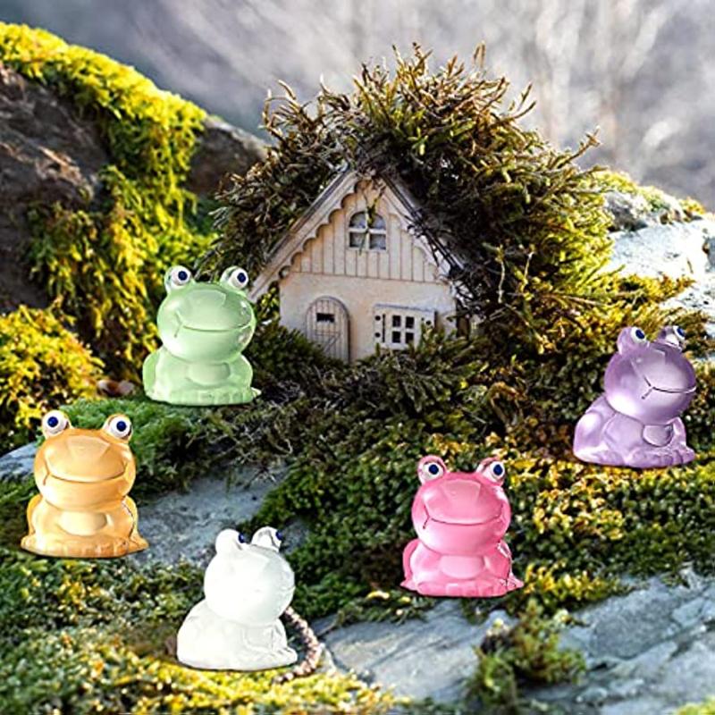 Glow in the Dark Frog Figurines 21Pcs Mini Frogs Garden Decoration Crafts