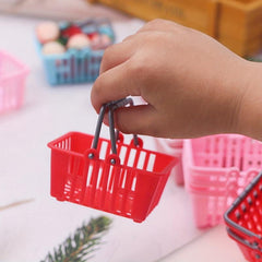 4pcs Mini Shopping Basket Dollhouse Decor Furniture Kids Pretend Play Toys