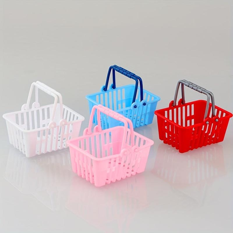 4pcs Mini Shopping Basket Dollhouse Decor Furniture Kids Pretend Play Toys