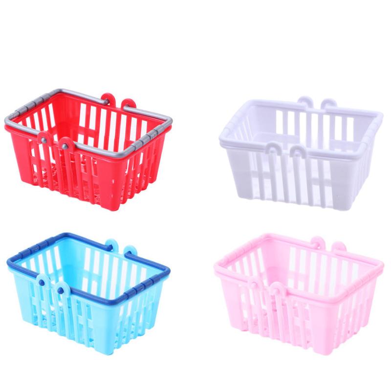 4pcs Mini Shopping Basket Dollhouse Decor Furniture Kids Pretend Play Toys