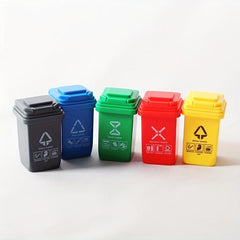 Mini Trash Can with Openable Cover for Dollhouse Play House Decoration