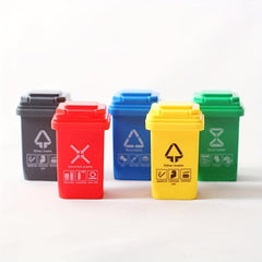 Mini Trash Can with Openable Cover for Dollhouse Play House Decoration