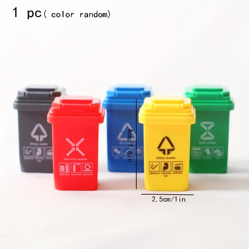 Mini Trash Can with Openable Cover for Dollhouse Play House Decoration