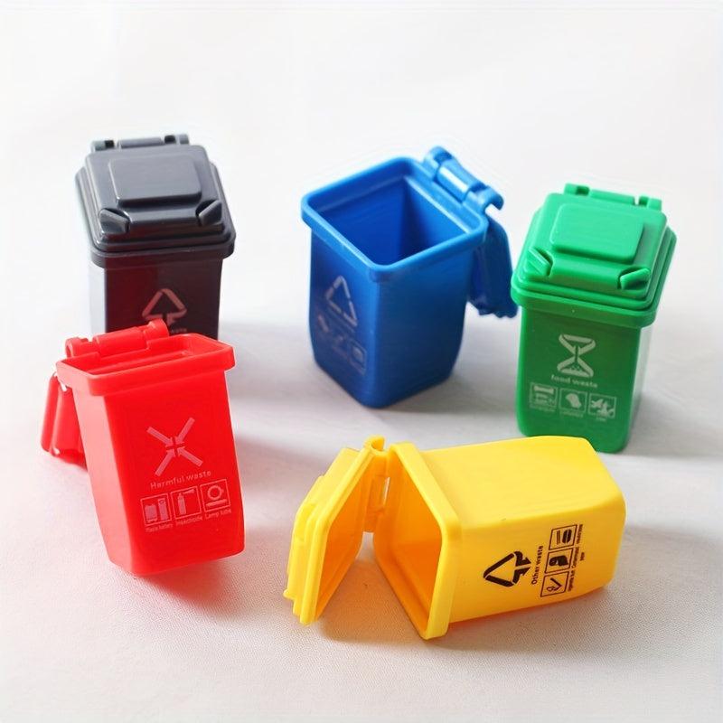 Mini Trash Can with Openable Cover for Dollhouse Play House Decoration