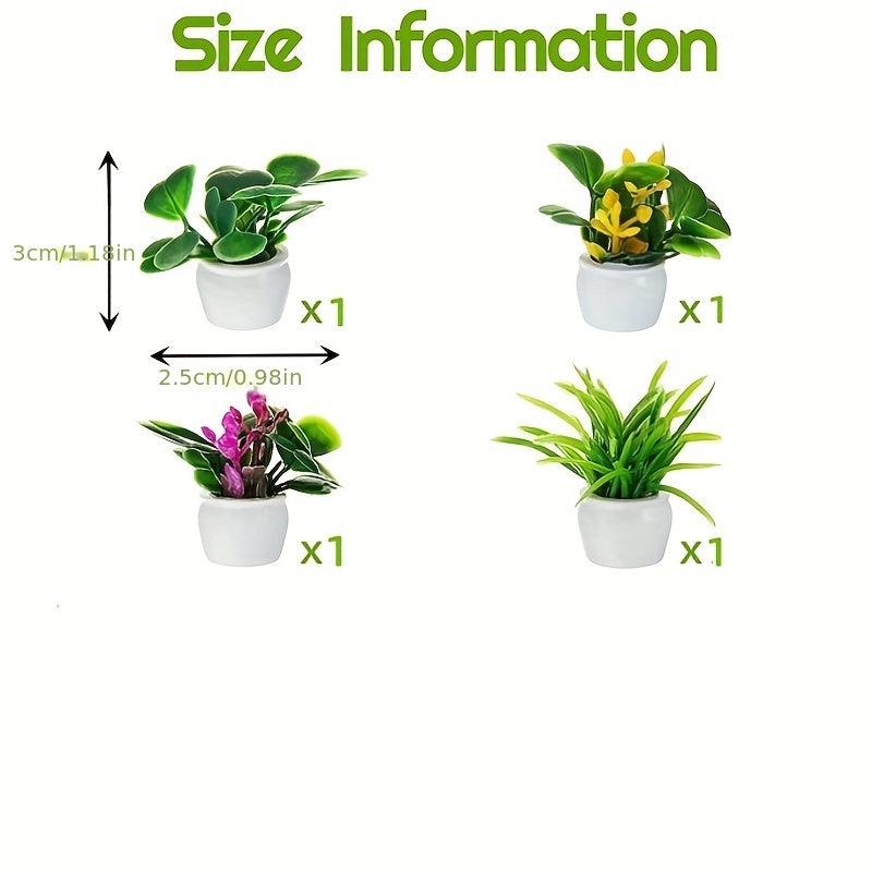 4pcs Dollhouse Plant Set Bonsai Models & Accessories