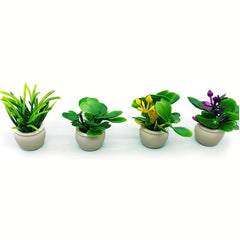 4pcs Dollhouse Plant Set Bonsai Models & Accessories