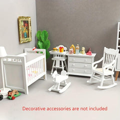 Wooden Nursery Bed Set Dollhouse Furniture Non Toxic Paint