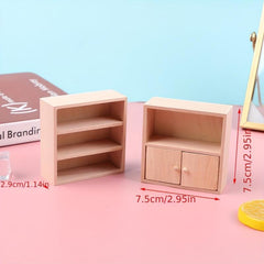 1:12 Dollhouse Wood Display Cabinet Storage Showcase Model