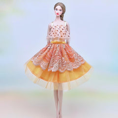 Green Lace Princess Dress for 1/6 Doll Off Shoulder Dancing Dress