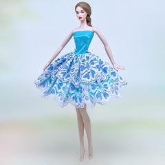 Green Lace Princess Dress for 1/6 Doll Off Shoulder Dancing Dress