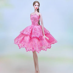 Green Lace Princess Dress for 1/6 Doll Off Shoulder Dancing Dress