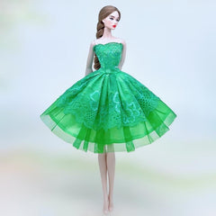 Green Lace Princess Dress for 1/6 Doll Off Shoulder Dancing Dress