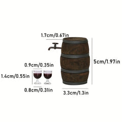 Dollhouse Wine Beer Barrel Set Beer Cask & Wine Glass Dolls House Decor