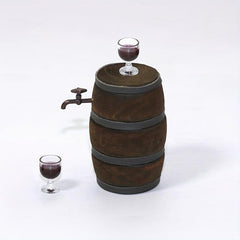 Dollhouse Wine Beer Barrel Set Beer Cask & Wine Glass Dolls House Decor
