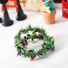 Mini Rattan String Lights for Dollhouse Christmas Gate Model