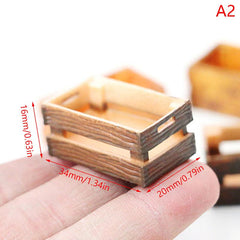 Mini Dollhouse Wood Parts Box for Scene Decoration