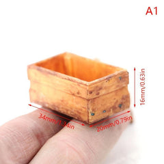 Mini Dollhouse Wood Parts Box for Scene Decoration