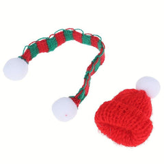 2pcs Dollhouse Christmas Hat Scarf Accessories Decor