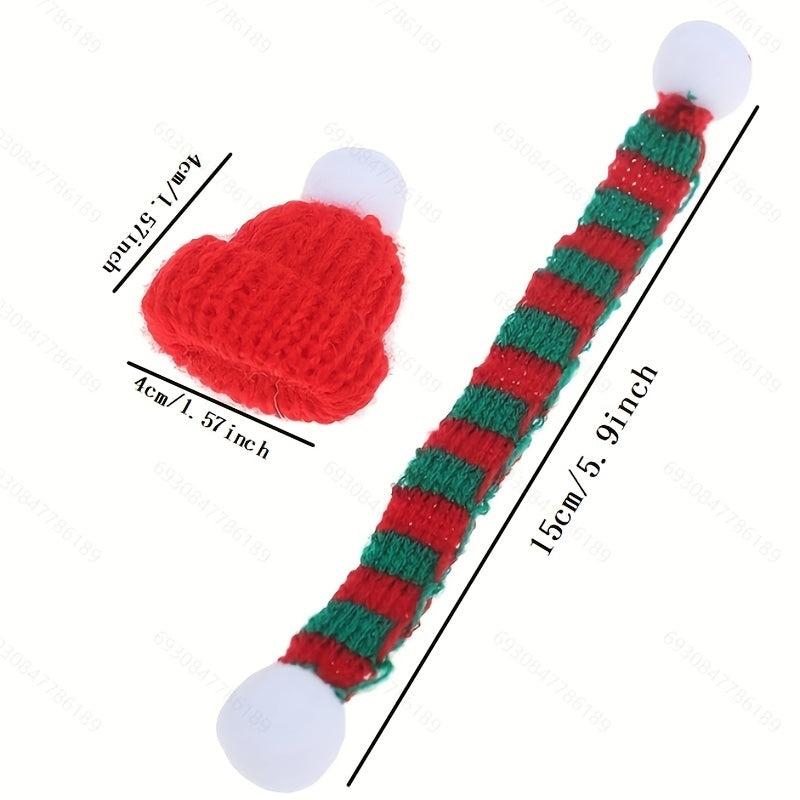 2pcs Dollhouse Christmas Hat Scarf Accessories Decor