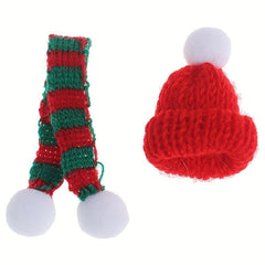 2pcs Dollhouse Christmas Hat Scarf Accessories Decor