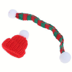 2pcs Dollhouse Christmas Hat Scarf Accessories Decor