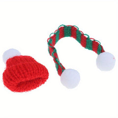 2pcs Dollhouse Christmas Hat Scarf Accessories Decor