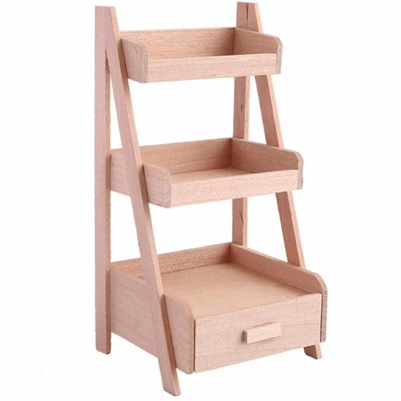 1:12 Dollhouse Wood Shelf Flower Stand Mini Furniture Model