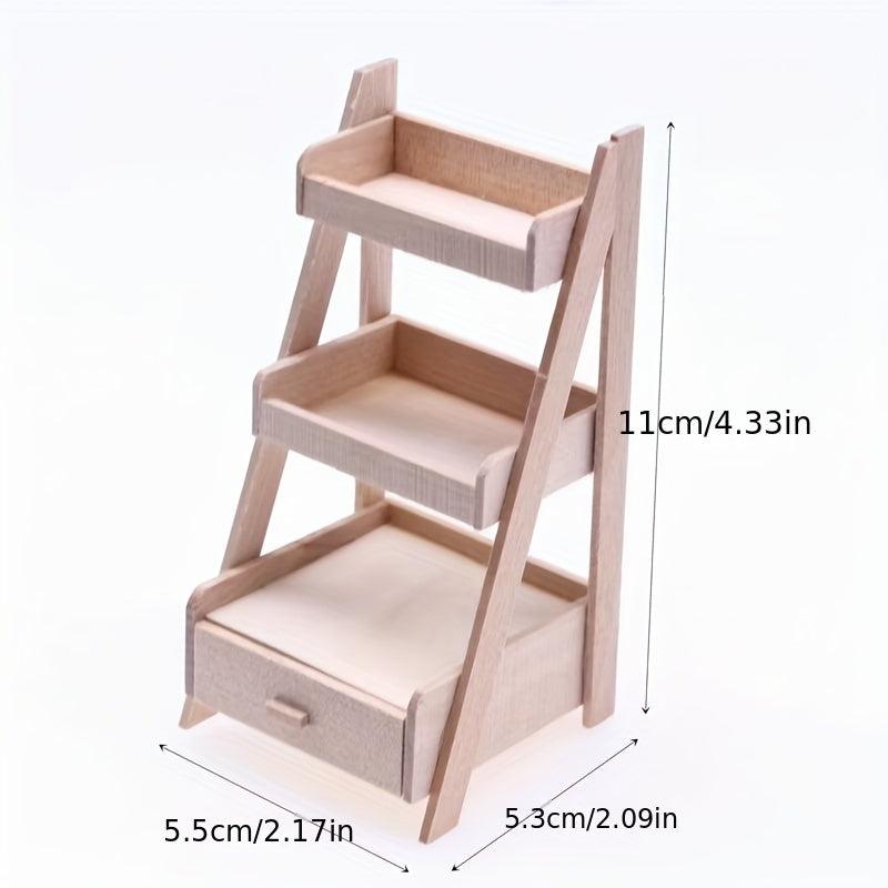 1:12 Dollhouse Wood Shelf Flower Stand Mini Furniture Model