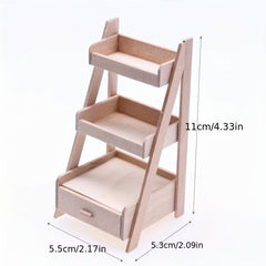 1:12 Dollhouse Wood Shelf Flower Stand Mini Furniture Model