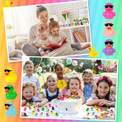 50pcs Mini Resin Duck Toys with Sunglasses, Colorful Duck Figures for Dollhouse