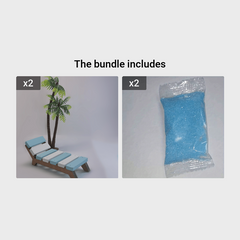 Mini Beach Chair & Coconut Tree Dollhouse Set Pretend Play Gift for Kids