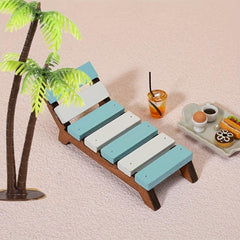 Mini Beach Chair & Coconut Tree Dollhouse Set Pretend Play Gift for Kids