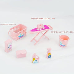 8 Piece Laundry Room Set Dollhouse Accessories for Creative Play