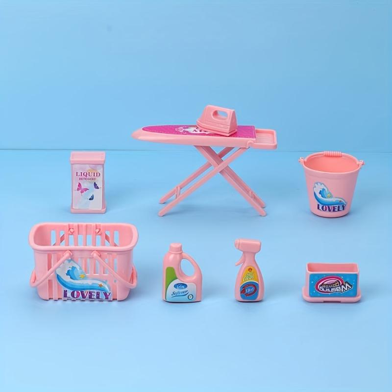 8 Piece Laundry Room Set Dollhouse Accessories for Creative Play