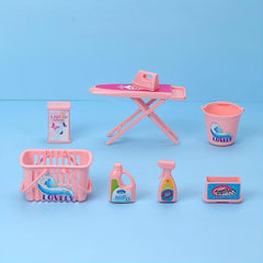 8 Piece Laundry Room Set Dollhouse Accessories for Creative Play