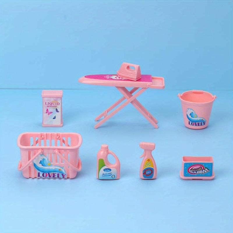 8 Piece Laundry Room Set Dollhouse Accessories for Creative Play