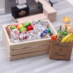 1pc Mini Wooden Storage Basket Model for Doll House