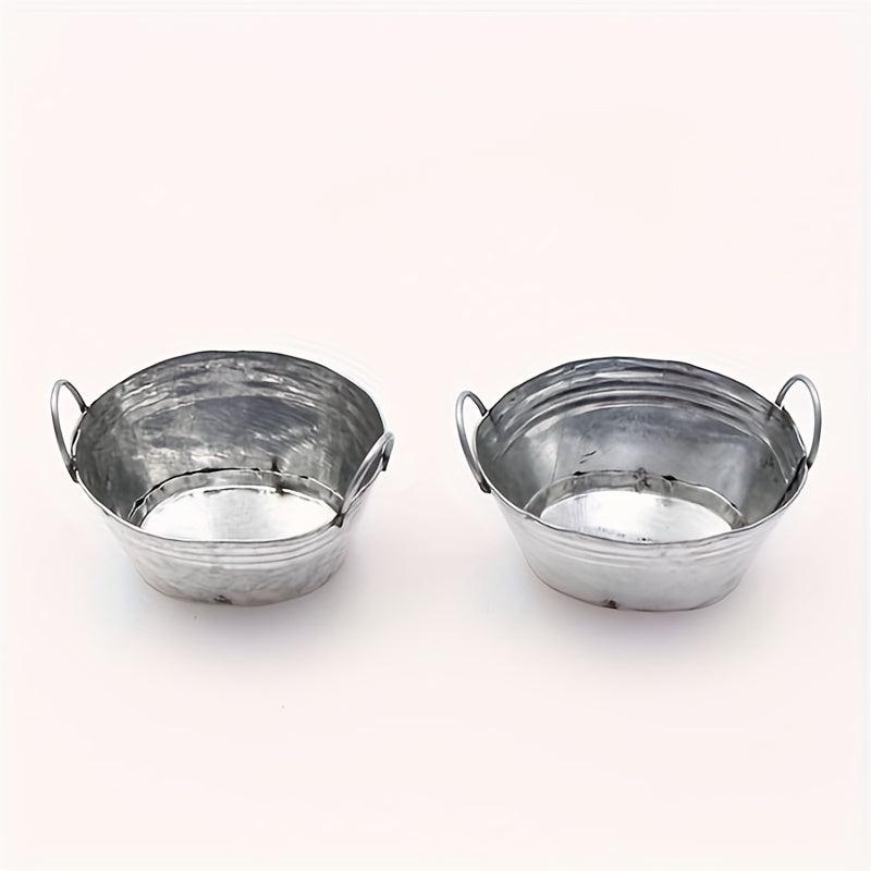 Mini Iron Bucket Laundry Basin Horse Mouth Iron Succulent Planter DIY Props