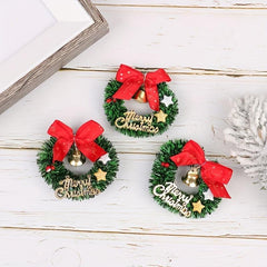 2pcs Dollhouse Christmas Garland Wreath Model Doll House Decor Toy