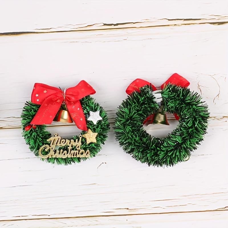 2pcs Dollhouse Christmas Garland Wreath Model Doll House Decor Toy