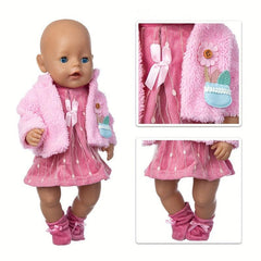 Pink Suit Socks Doll Clothes Fit For 17in Doll Not Include Doll