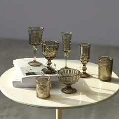 7pcs Dollhouse Carved Wine & Champagne Glasses Kitchen Decor
