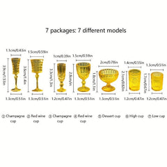 7pcs Dollhouse Carved Wine & Champagne Glasses Kitchen Decor