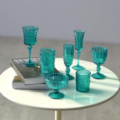 7pcs Dollhouse Carved Wine & Champagne Glasses Kitchen Decor