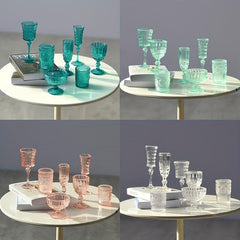 7pcs Dollhouse Carved Wine & Champagne Glasses Kitchen Decor