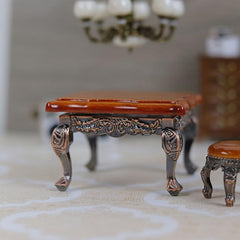 Mini Retro Table and Chair Decoration for Dollhouse