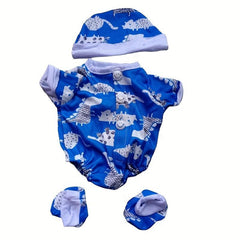 Newborn Baby Doll Clothes One-piece Pajamas Set for 17-18 Inch Dolls