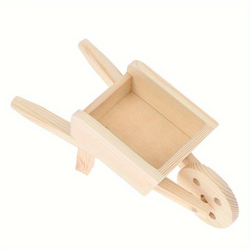 Dollhouse Wooden Wheelbarrow Decor Toys