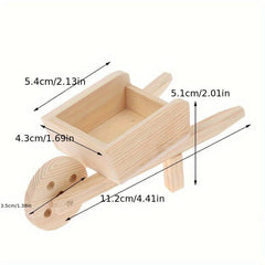 Dollhouse Wooden Wheelbarrow Decor Toys