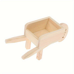 Dollhouse Wooden Wheelbarrow Decor Toys